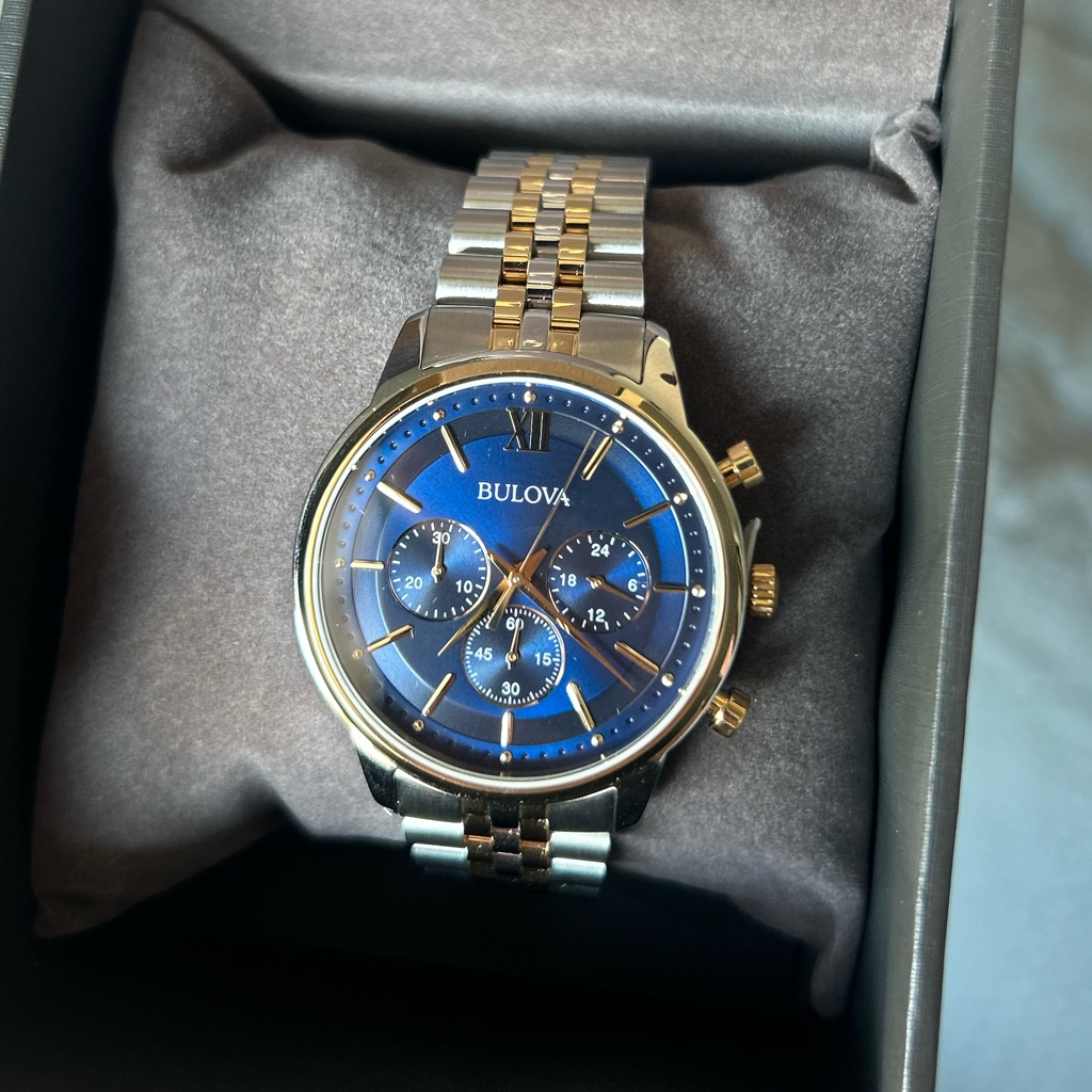 Bulova - Mens Chronograph Two Tone Stainless Steel Bracelet Watch